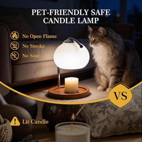 Topyond Aroma Wax Melting Lamp Retro Wood Storage Tray Glass Candle Warmer Desk Lamp Bedroom Bedside Ambient Table Lamp Home Decor