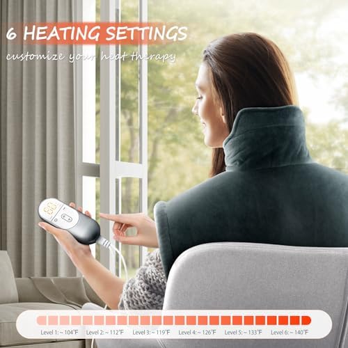 Heating Pad for Neck Shoulder, 3X Deeper Pain Relief, Women Men Gifts