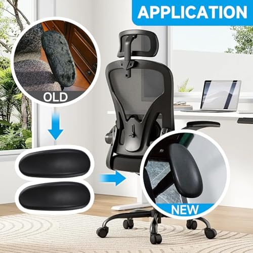 Office Chair Arm Replacement,Gaming Chair Replacement Armrest Arm Pads Universal 4" Mounting Hole Parts(Set of 2) Black