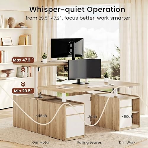 ModernMate 71" Executive Electric Standing Desk with 3 Drawers & Storage