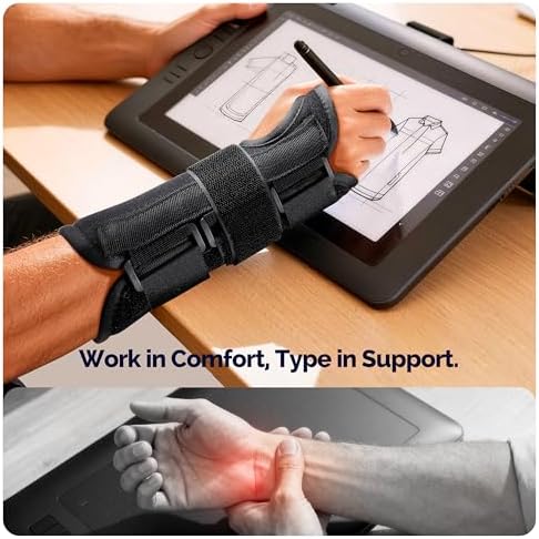 FEATOL 2 Pack Wrist Brace for Carpal Tunnel Relief, Adjustable Wrist Support Brace with Metal Splints Both Hands , Hand Support for Arthritis, Tendonitis, Sprain, Injuries, Wrist Pain, Right and Left (2 Pack (R and L)-Black, Medium/Large (Pack of 1))
