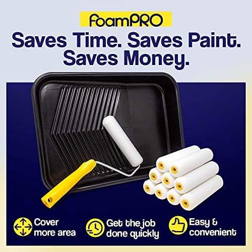 FoamPRO 176, 6” Fine Finish Foam Roller Refills (2 Pack) Foam Paint Roller Covers, Home Painting Supplies & Paint Tools, Mini Roller Refills