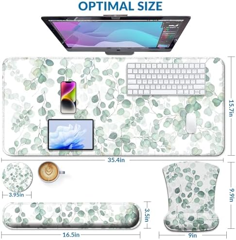 Desk Mat Set Keyboard and Mouse Pad with Wrist Rest Support