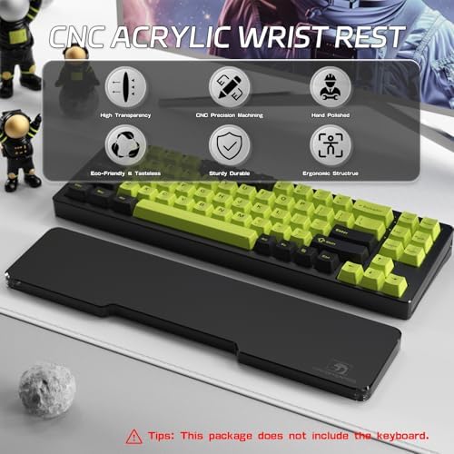 Acrylic Keyboard Wrist Rest - Compact 60% Keyboard- Mechanical Keyboards Ergonomic Palm Rest for Computer Keyboard,Anti-Slip Base,Wrist Pad for Laptop,Office & Home-Easy Typing (Black)