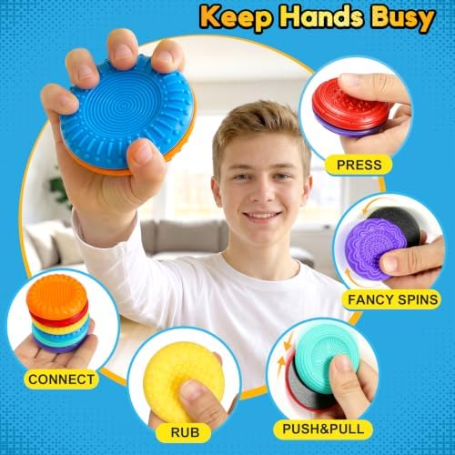 Magnetic Fidget Slider Coin Set 6 Pack, Quiet Stress Relief Toys, Sensory Sliding & Clicking Desk Fidget for Adults & Kids, ADHD Focus Anxiety Relief Office Classroom Portable Fidget Gifts
