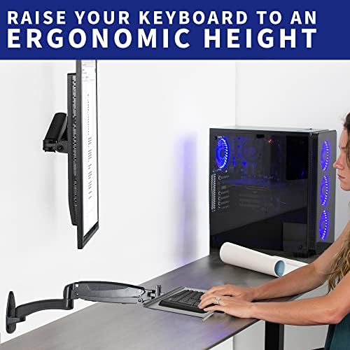 VIVO Black Pneumatic Arm 24 x 7 in Keyboard Tray Wall Mount, MOUNT-KB35A