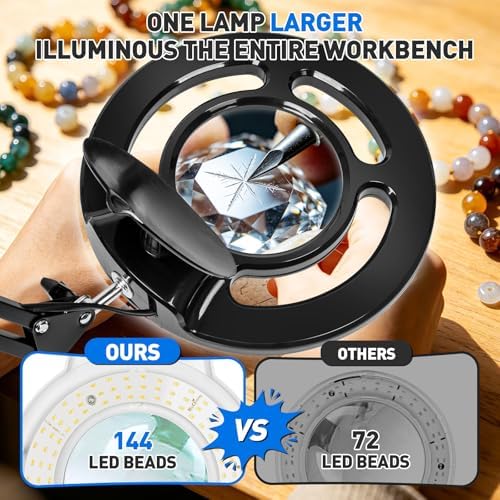 KIRKAS Magnifying Glass with Light, 2,200 Lumens Magnifying Lamp 12X