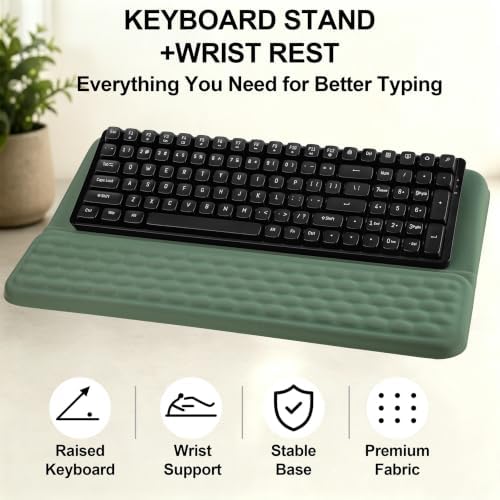 Keyboard Stand with Wrist Rest, Ergonomic Memory Foam Support, Green