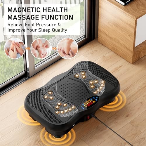 Vibration Plate Exercise Machine, 130 Levels Full Body Workout Vibrating Plate for Lymphatic Drainage Weight Loss, 450 Lbs Capacity Shake Platform with Bluetooth for Women Men