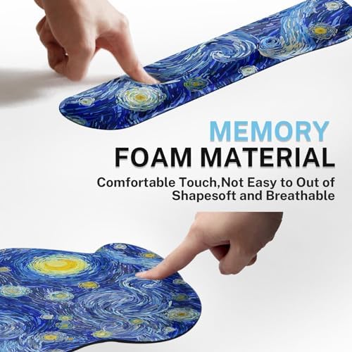 Britimes Ergonomic Mouse Pad Set with Wrist Rest, Abstract Night Sky