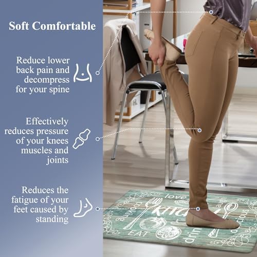 HEBE Anti Fatigue Kitchen Rugs Set of 2, Cushioned Kitchen Mats for Floor