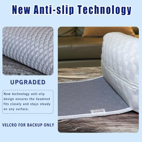 Cooling Neck Pillow for Recliner, Breathable Adjustable Non-Slip Headrest Cushion, Neck Pain Relief Support Pillow for Sofa, Couch, Armchair, Ideal for Hot & Sweaty Sleepers (Cool-Checkerboard )