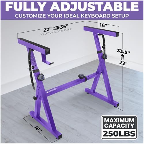 Liquid Stands Piano Keyboard Stand - Z Style Adjustable and Portable Heavy Duty Music Stand for Kids and Adults -Fits 54-88 Key Electric Pianos - Sturdy Musical Keyboard Stand (Purple)