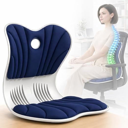 Ergonomic Lumbar Support Cushion for Back Support & Pain Relief | 6-Zone Pressure Distribution Posture Corrector for Office Chair, Car Seat, Desk, etc. | Great Mother’s Day Gift (Navy Blue)