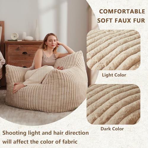 Achicsofar Bean Bag Chair for Adults Teens, Giant Faux Fur Beanbag Armchair