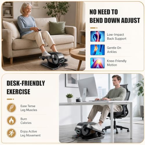 Low Impact Under Desk Elliptical, Leg Exerciser for Seniors Black