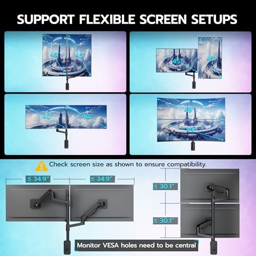 ARES WING Dual Monitor Wall Mount for 17-49 Inch Ultrawide Screens, Black