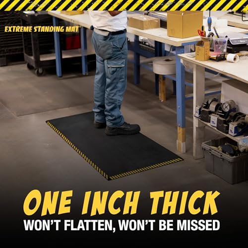 Standing Mat Industrial Anti-Fatigue for Work, 3' x 5' x 1", Black Foam