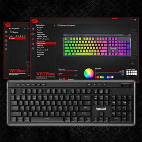 Redragon K580 PRO Wireless RGB Gaming Keyboard, Macro G Keys & Media Wheel