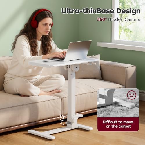 27" Foldable Mobile Standing Desk, No-Assembly Needed, White