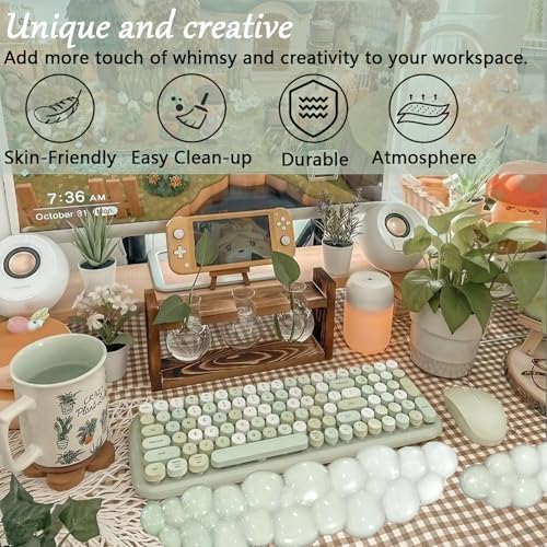 Gel Cloud Wrist Rest for Keyboard and Mouse Gradient Green Clear Keyboard Wrist Rest Transparent Ergonomic Cute Mouse Wrist Pad Silicone Non-Slip Wrist Pad for Computer Gaming Laptop Home Office