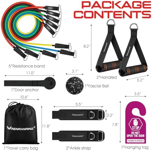Resistance Bands with Handles, 5 Level Exercise Bands, 150LBS Workout Bands