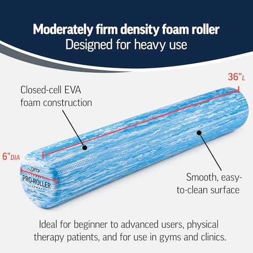 OPTP PRO-ROLLER Standard Density Foam Roller – Round, Blue, 36" x 6"