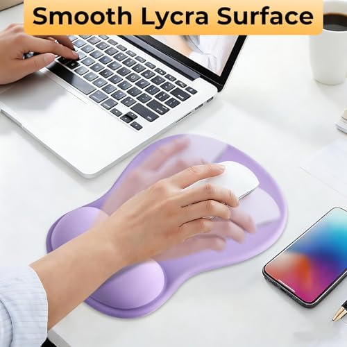 Gel Mouse Pad with Wrist Support, Ergonomic Mousepad with Wrist Rest, Gaming Mouse Pad with Soft Cushion & Non-Slip PU Base & Concave Design & Pain Relief, for Home Office Computer Laptop, Purple