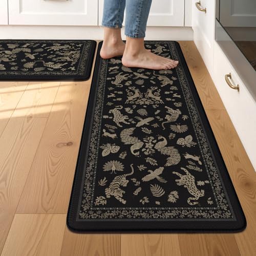 LEEVAN Anti Fatigue Kitchen Mats for Floor, Cushioned Kitchen Mat Set 2PCS