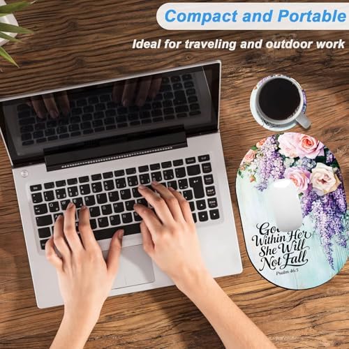 Small Mouse pad, Portable, Waterproof Non-Slip Rubber Bottom, Suitable for Wireless Mouse, Laptop Keyboard Tray for Both Men and Women, Office Travel 7.1x10.6in，Floral Psalm 46:5