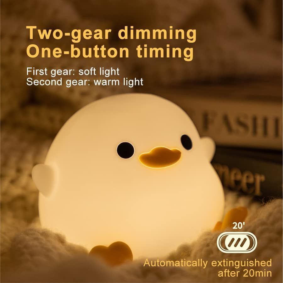 S NMT Cute Duck Night Light for Children,Soft Silicone Sleep Light with USB Rechargeable,Touch Sensor Nightlights for Kids Room Gift