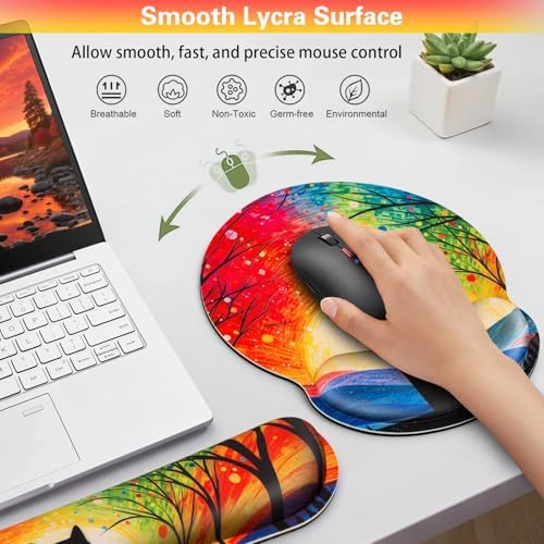 3-in-1 Mouse Pad with Wrist Rest Cute Black Cat Set
