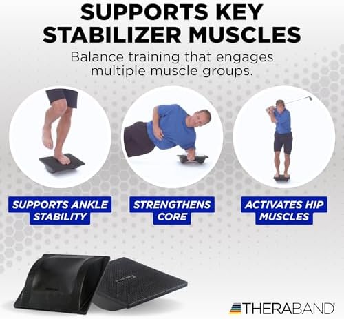 THERABAND Rocker Board, Wobble Balance Board, Core Strength Trainer, Black