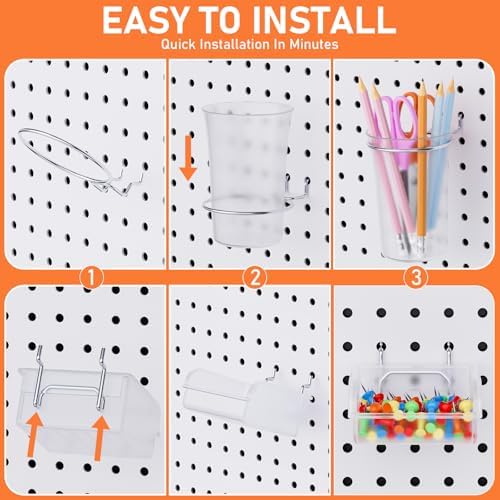 INCLY 30PCS Peg Board Organizer Accessories Kit with Bins, Cups & Baskets