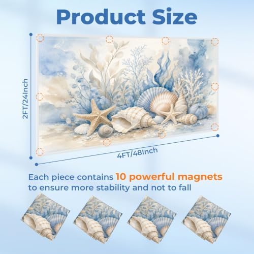 4 Pcs Fluorescent Light Covers for Ceiling Lights beige shells stars pebbles Magnetic Light Filters Decorative for Classroom Office Hospital Home 4x2 Ft