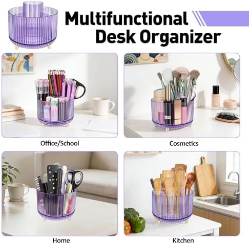 360 Rotating Pen Pencil Holder for Desk, Pen Organizer with 5 Slots