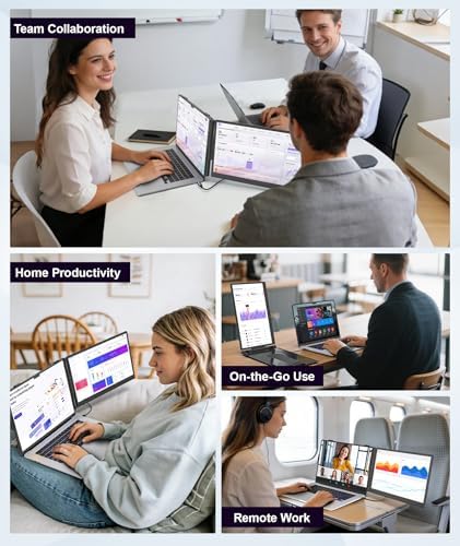 Laptop Screen Extender 1.87lbs Ultra-Portable & Ultra Slim, 14.2" FHD 1080P Dual Portable Monitor for 14"-17.3" Laptop, Plug & Play Travel Monitor Extender Compatible with Wins/Mac/Chrome/Android
