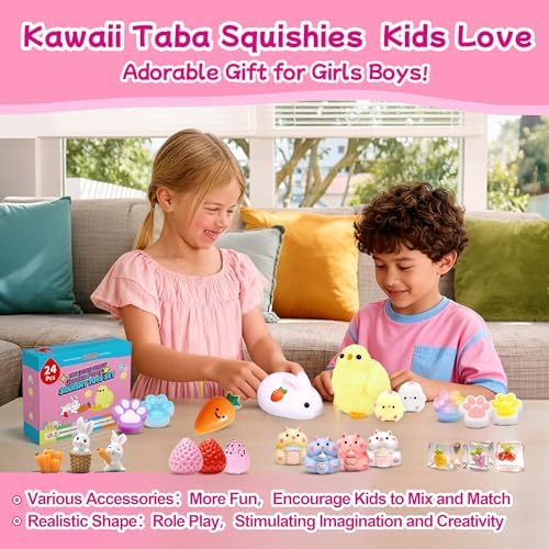 24Pack Taba Squishy Toys kit for Kids- Fidget Squeeze Toys Squishy Fun Box