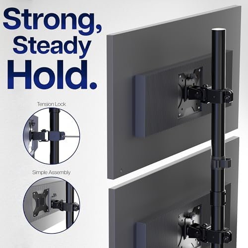 VIVO Dual Vertically Stacked Monitor Desk Mount, Extra Tall Adjustable Stand for 2 Ultrawides up to 34 inches, 22 lbs Capacity, Black, STAND-V002T