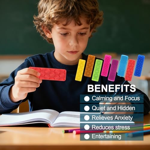8 Pack Textured Sensory Suction Fidget Toys for Kids Adults Quiet Sensory Strips Stickers Autism ADHD Calming Anxiety Stress Relief Classroom Desk Must Have Christmas Stocking Stuffers Gifts