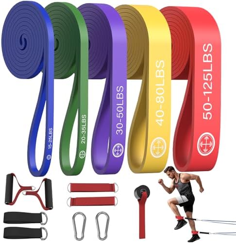 Exercise Bands，Set of 6 Resistance Bands for Working Out,Pull Up Bands Set,at Home Workout Equipment,Instruction Guide and Carry Bag Included