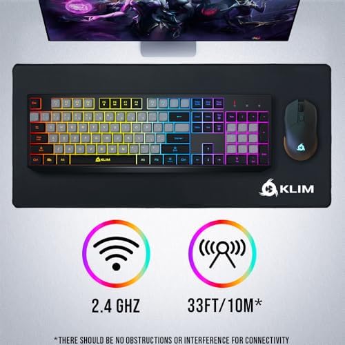 KLIM Wireless Gaming Keyboard RGB - Water-Resistant Rechargeable Backlit