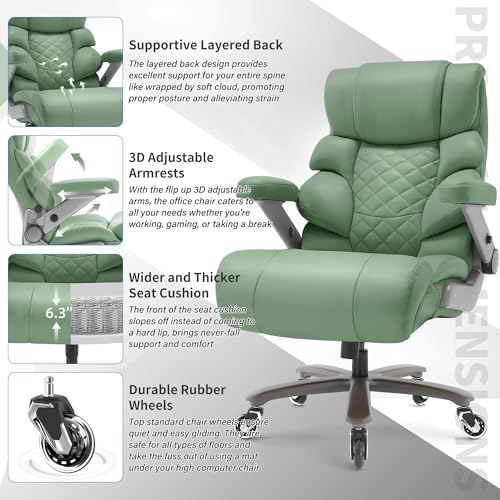 VUZI 700lbs Big and Tall Office Chair, Large Executive Leather Desk Chair