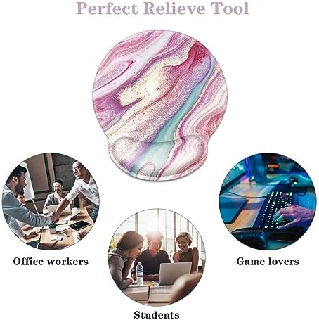 Mouse Pad with Wrist Support, Desk Decor for Office Marble Design Mouse Pad Non-Slip Rubber Base Mousepad for Desk Laptop Gaming Working Computers Laptop Easy Typing & Pain Relief, Purple