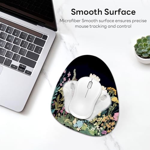 Water Drop Mouse Pad 7.3x8in Non-Slip for Laptop, Wildflowers