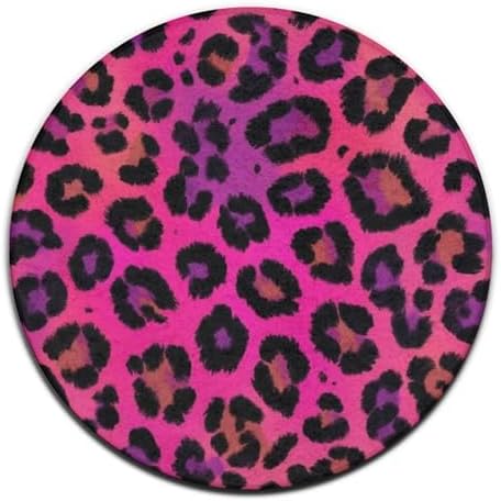 Room Sofa Yoga Soft Round Carpet, Home Decor Non Slip Kitchen Office Circle Rug, Machine Washable Modern Round Area Rug Hot Pink Tie Dye Leopard Cheetah Print