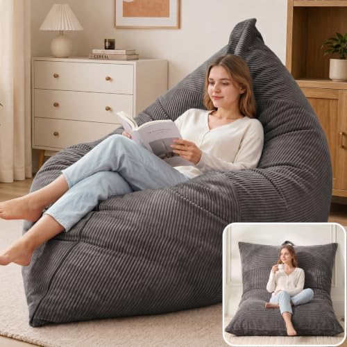 HUGHEAVEN Giant 3-in-1 Bean Bag Chair (76"x55") Oversized Floor Sofa Couch