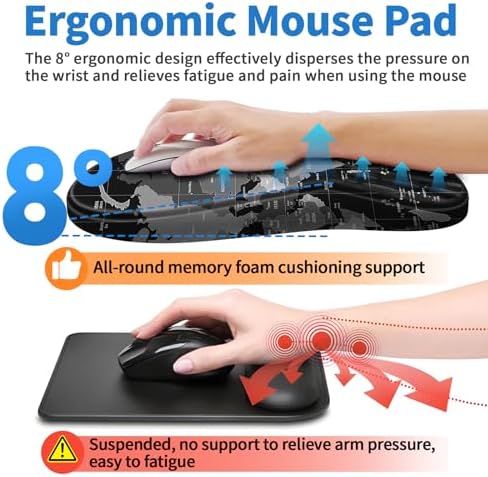 YIWEI Ergonomic Mouse Pad with Wrist Rest for Carpal Tunnel Pain Relief