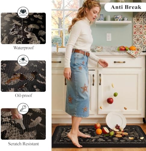 LEEVAN Anti Fatigue Kitchen Mats for Floor, Cushioned Kitchen Mat Set 2PCS
