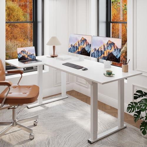 SANODESK L Shaped 4-Leg Large Electric Height Adjustable Standing Desk
